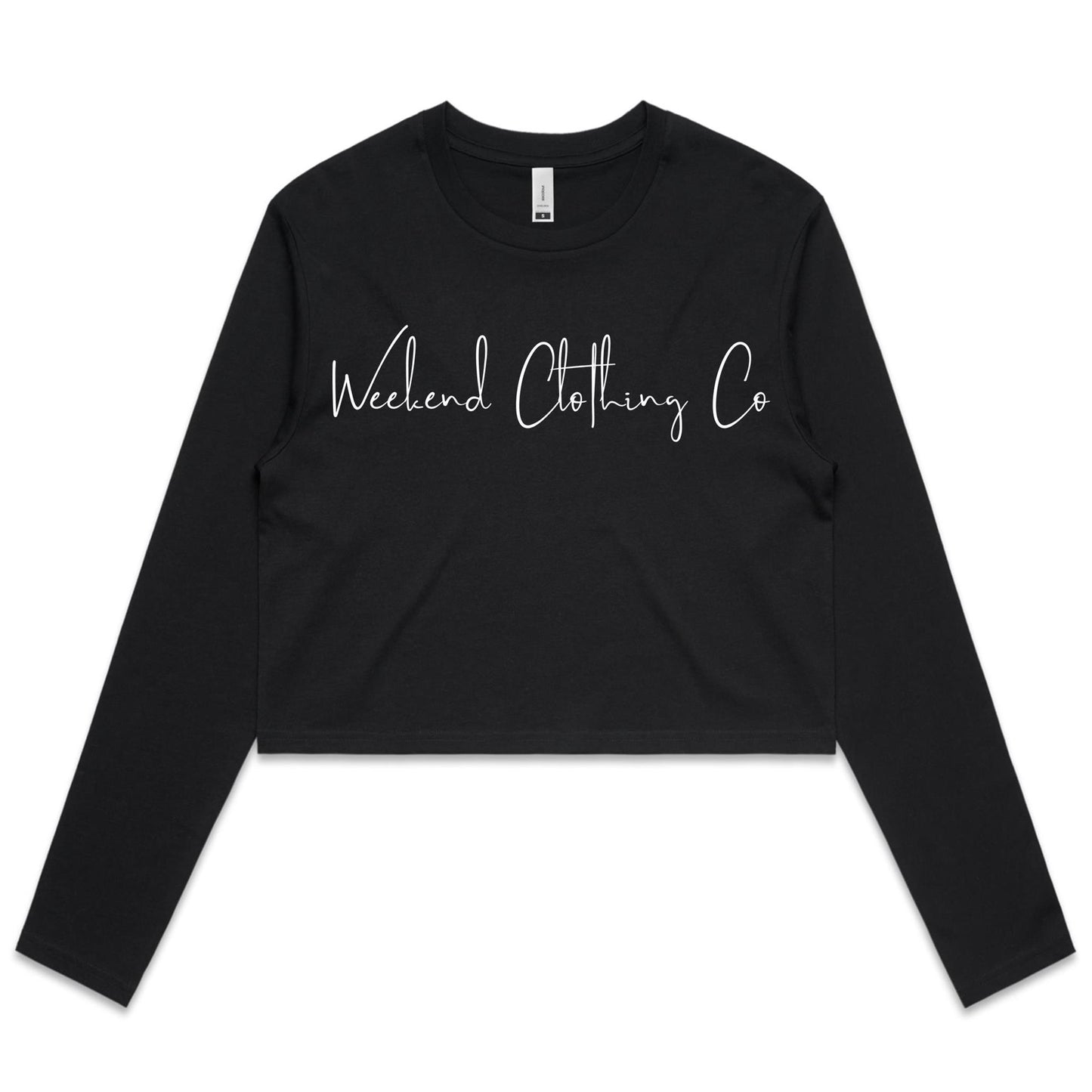 Women's Signature Long Sleeve Crop Tee - Black - Weekend Clothing Co.